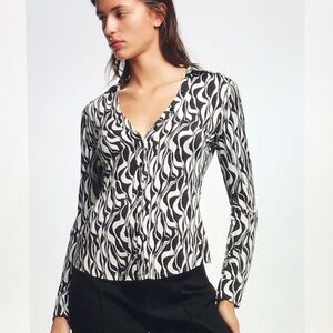 Zara Black and White Printed Blouse